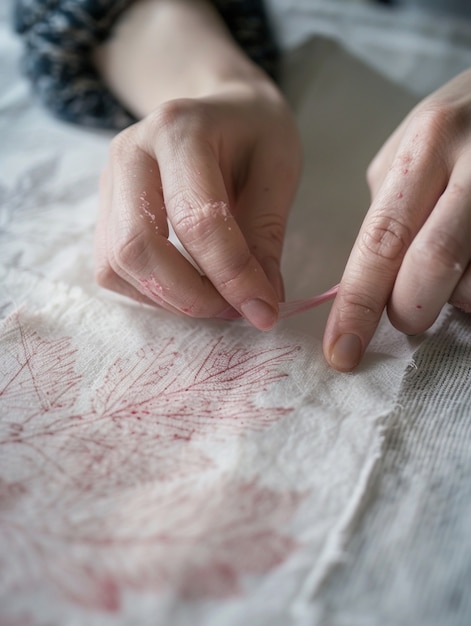 Рукодельная вышивка в процессе